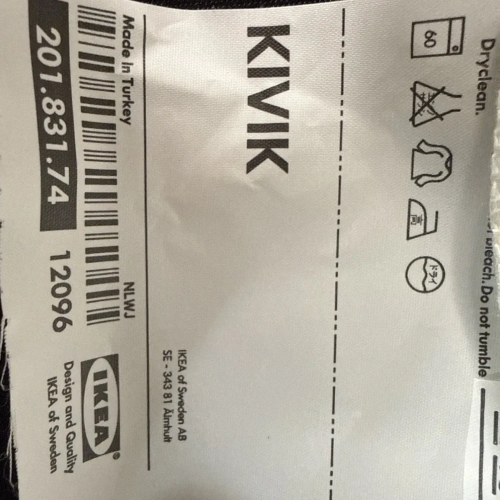 NEW Ikea Back Cushion Single Sofa Cover KIVIK 201.831.74 Blekinge White Zip LRG
